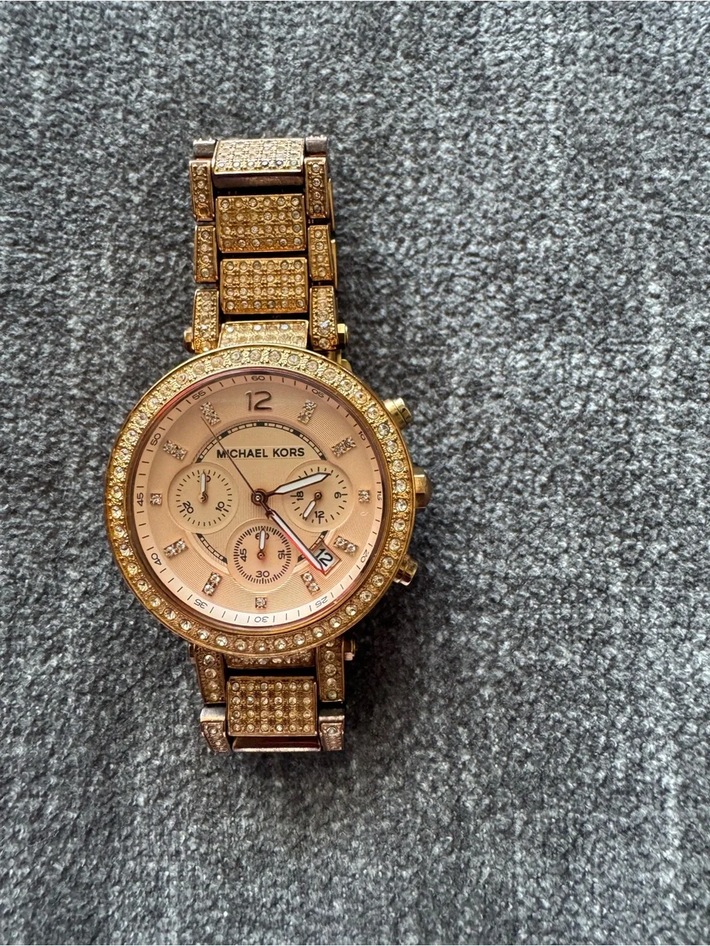 Michael Kors Rose Gold Crystal-Accent Women's Chronograph Watch